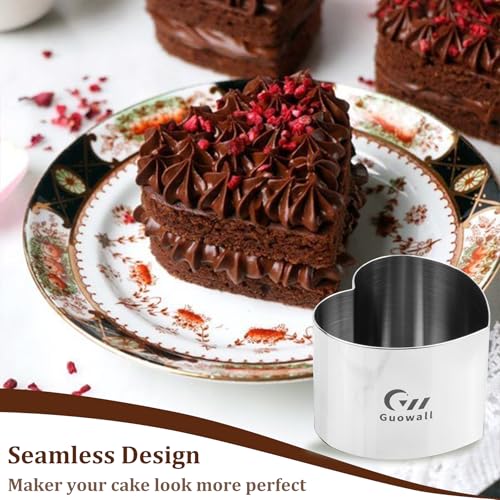 2pcs Seamless Cake Ring Heart Shaped Mousse Baking Mould Stainless Steel Food Mold Including 2 heart
