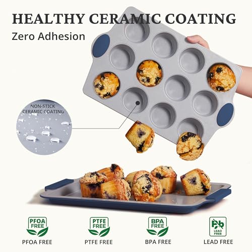 12 Cup Non Toxic Nonstick Ceramic Muffin Pan & Cupcake Tin
