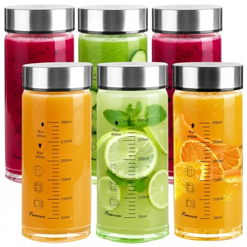 Glass Juice Bottles 6 Pack 12 oz (6 Count)