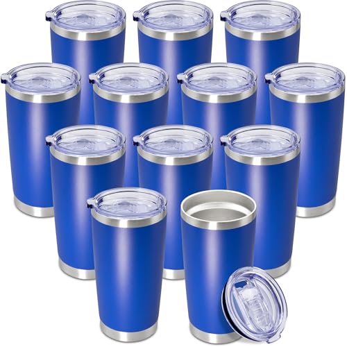 20oz Tumbler Insulated Coffee Tumblers with Lid StainlessSteel DarkBlue 12P (12 Count)