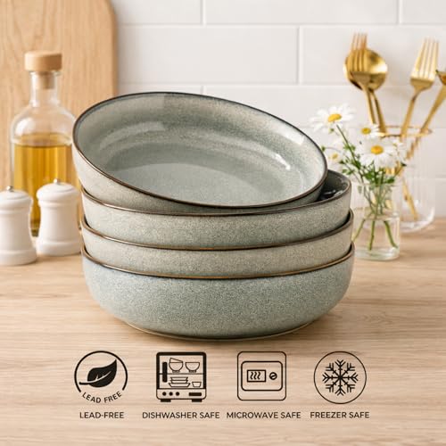 8.75'' Large Ceramic Pasta Bowls (4 Count)