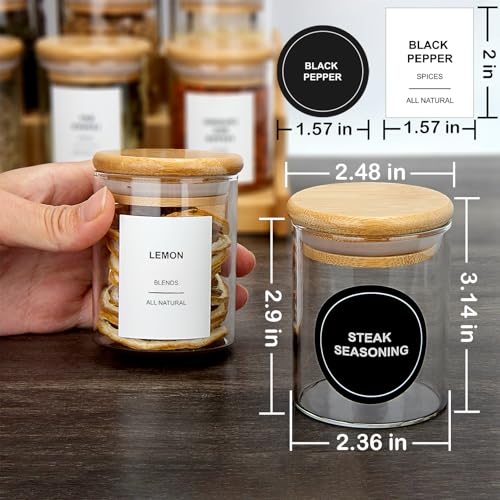 4OZ Glass Spice Jars with Bamboo Lids and 315 Labels