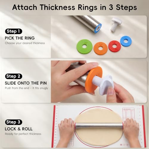 Adjustable Stainless Steel Rolling Pin & Non