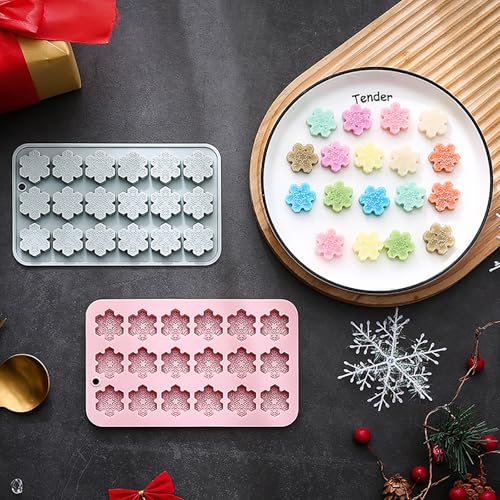 2 Pcs Snowflake Silicone Molds