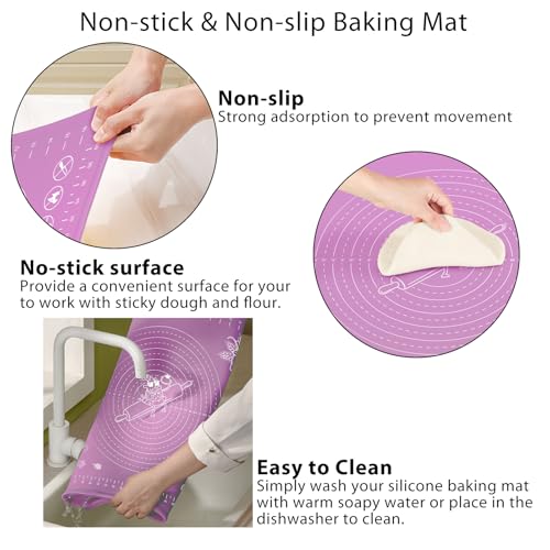 Silicone Baking Mat 32" x 24" Extra Thickness Dough Rolling Mat with Measurements and Edge Heightening