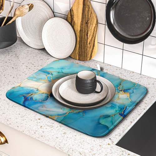 Marble Print Dish Drying Mat for Kitchen Counter