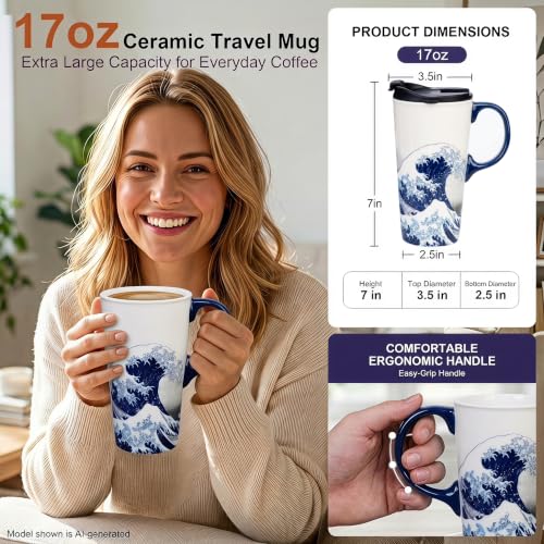 17oz Ceramic Travel Mug with Lid