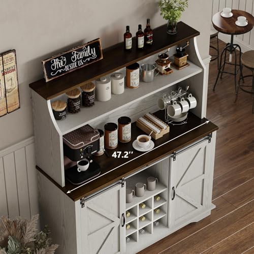 47 Inch Farmhouse Coffee Bar Cabinet with 3