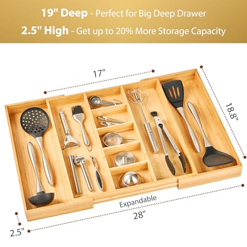 Extra Large Expandable Kitchen Drawer Organizer for Utensil and Junk