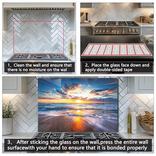 Tempered Glass Backsplash for Kitchen