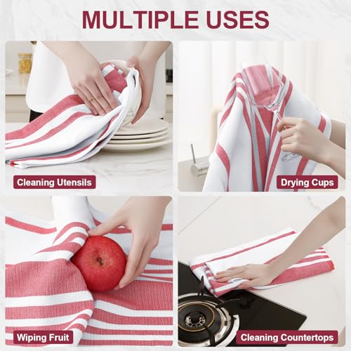 Premium Cotton Stripe Kitchen Towels 6 Pack (6 Count)
