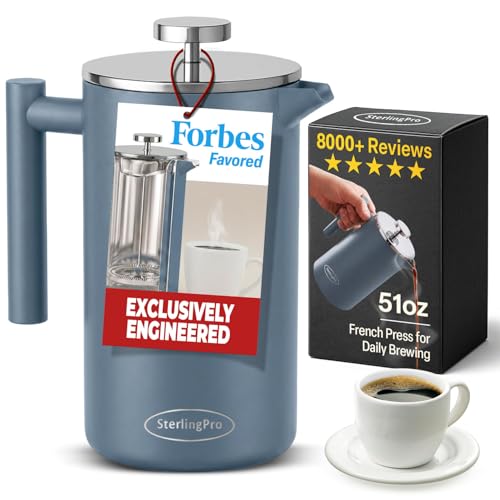 Non Toxic Large Insulated Stainless Steel French Press Coffee Maker 51oz Capacity