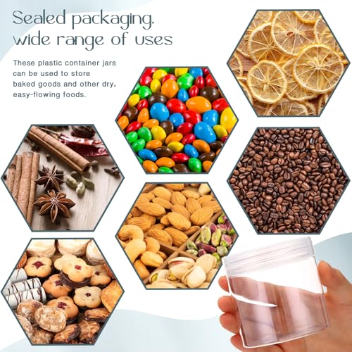 4 Pcs Plastic Jars Wide Mouth with Lids (4 Count)