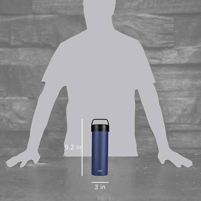 ESPRO P0 Ultralight French Press Coffee Maker for Travel, Vacuum Insulated Stainless Steel, 16 Ounces, Aegean Blue