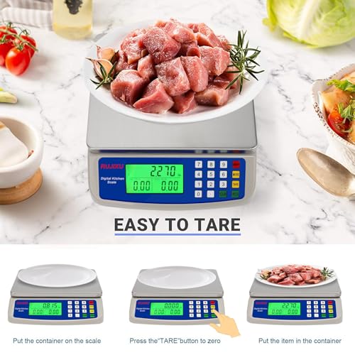 Large Digital Kitchen Scale 30KG Commercial Food Scale 66LB for Baking Bread Meat Stainless Steel Price Computing Scale LCD Display