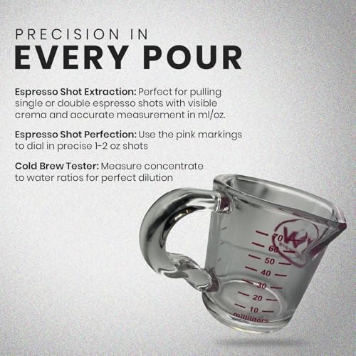 3oz Double Spout Glass Espresso Shot Pitcher ML OZ Measuring Cup