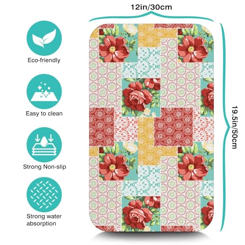 Dish Drying Mat for Kitchen Counter 20x12in Washable Quick Dish Drying Pad Rubber Backed Absorbent Draining Mat Fit Kitchen Counter