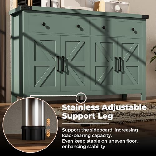 Buffet Cabinet with Storage Farmhouse with 4 Doors and 2 Drawers