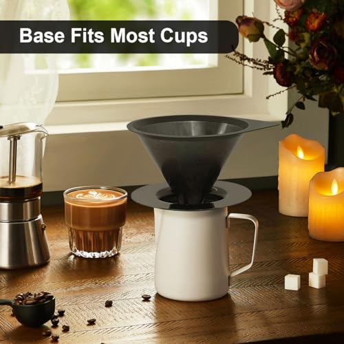 Pour Over Coffee Dripper Reusable Coffee Filter Paperless Coffee Filter Stainless Steel Pour Over Coffee Maker Cone Coffee Dripper for 1