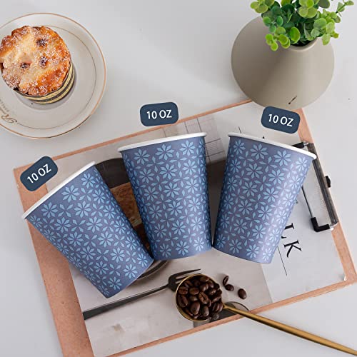 240 Pack Paper Cups 10 oz Bulk Disposable Coffee Cups Navy Floral (240 Count)