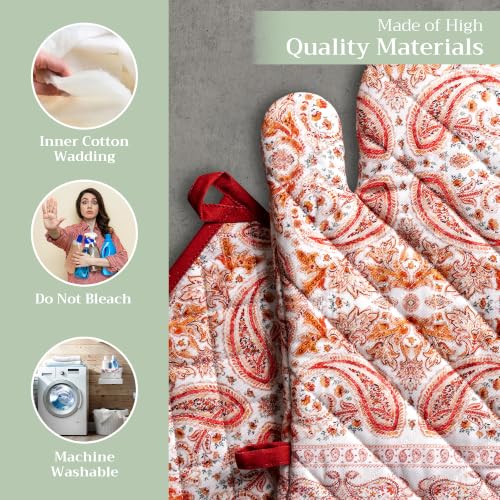 100% Cotton Oven Mitt & Pot Holder Set