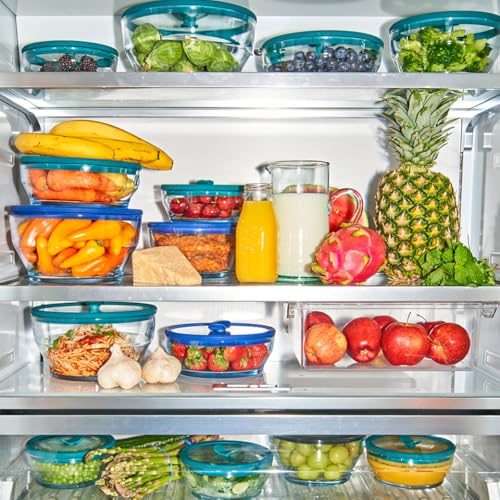 2-Pack 4-Cup Shallow Glass Food Storage with Lids (Clear Kale) (2 Count)