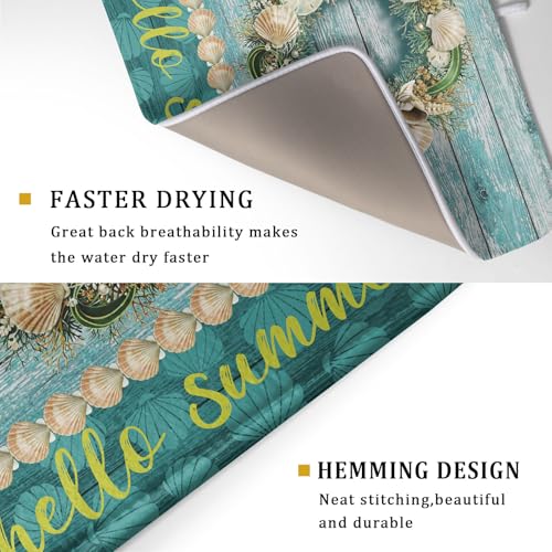Hello Summer Dish Drying Mat for Kitchen Counter