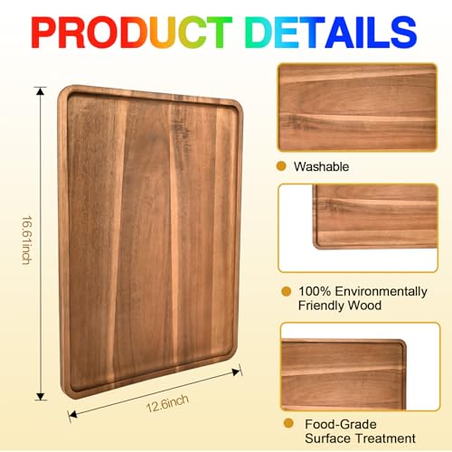 2 Pcs Acacia Wood Serving Tray (2 Count)