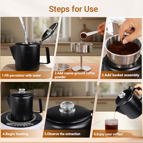 No Coating 12 Cup Percolator Coffee Pot 304 Stainless Steel