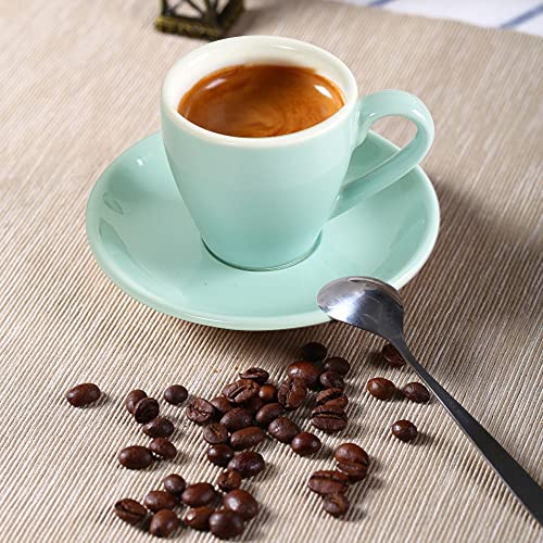 Porcelain Espresso Cup with Saucer And Stainless Steel mini Spoons (7 Count)