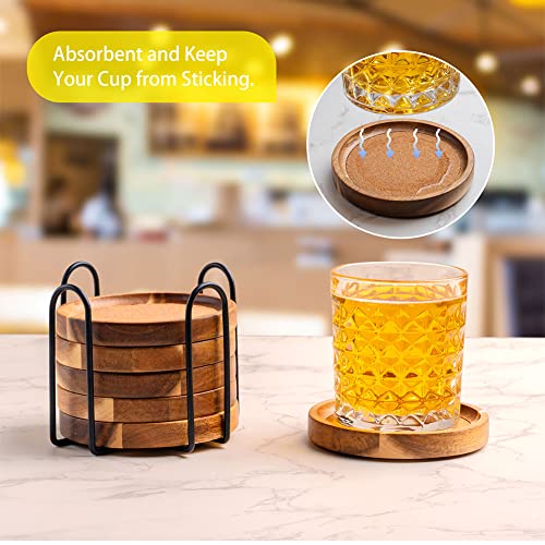 Coasters for Drinks Absorbent with Holder (6 Count)