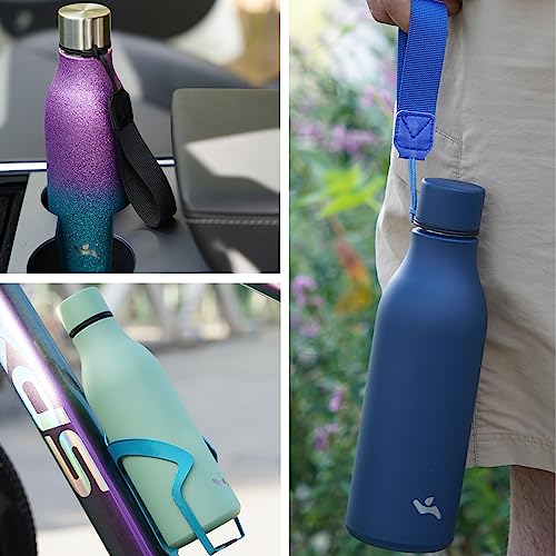 18 oz Insulated Stainless Steel Metal Water Bottle with Strap