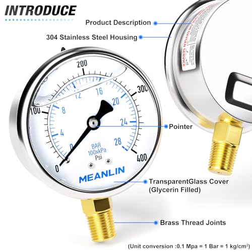 0~400Psi Stainless Steel 1