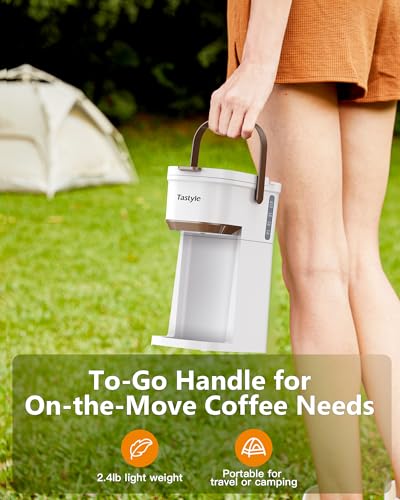 Mini Single Serve Coffee Maker for K Cups and Grounds with Handle