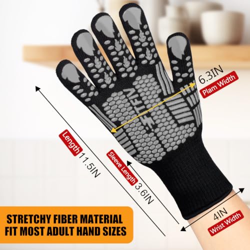 BBQ Gloves 1472°F Heat Resistant with Silicone Grip Oven Mitts (2 Count)