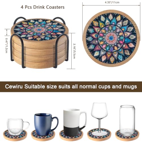 Wood Coasters Set of 4 with Holder