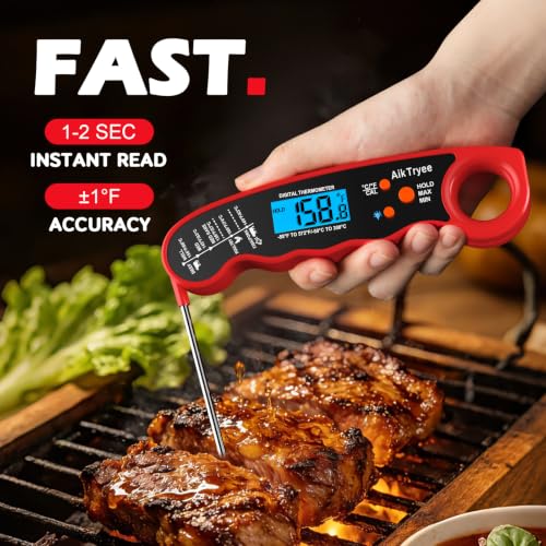 Digital Instant Read Meat Thermometer Kitchen Cooking Food Candy Thermometer for Oil Deep Fry BBQ Grill Smoker Thermometer by AikTryee