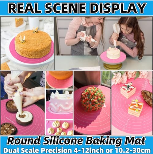 Silicone Baking Mat Cake Mat Silicone Cake Mat Silicone Baking Mat with Measurements for CakeTurntable Stand Non
