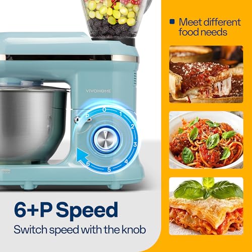 3-in-1 Stand Mixer, 6-Quart Tilt-Head Mixer, 10 Speeds, Blue