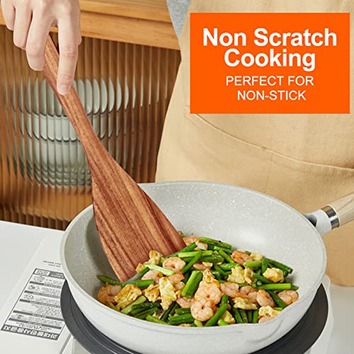 Non Toxic Wooden Spatula for Cooking Utensil Set Teak Kitchen Cooking Spoon (4 Count)
