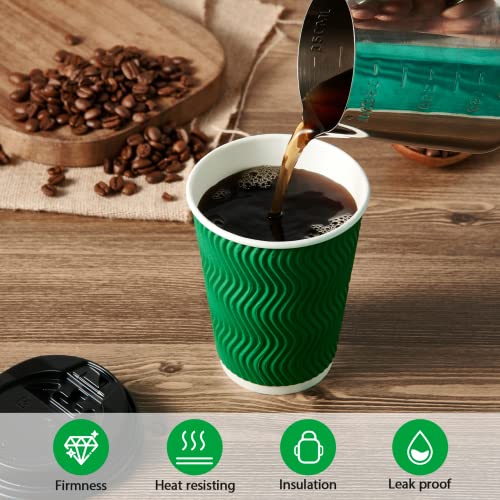 100 Count 12 oz Coffee Cups with Lids