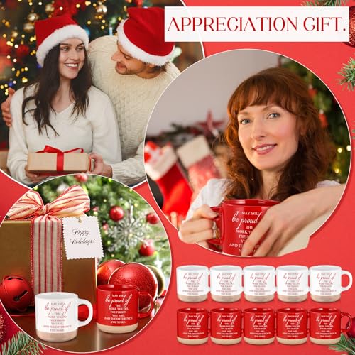 10 Pcs Thank You Mugs Bulk Gifts 13 oz Inspirational Ceramic Coffee Mugs May You Be Proud of Appreciation Gift for Teacher Nurse Employee Office Staff Coworker (10 Count)