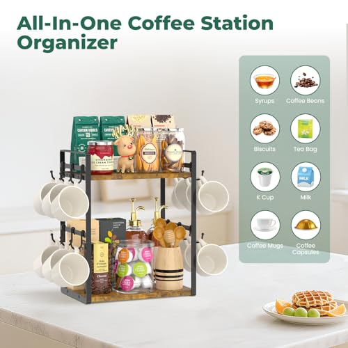 Coffee Station Bar Organizer Mug Holder Stand Countertop