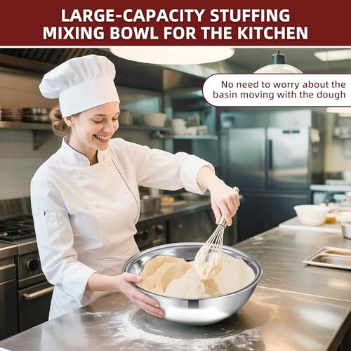6 Pcs Stainless Steel Mixing Bowls Metal Mixing Bowls Extra Large Basin Salad Bowl with Deeper Edge (6 Count)