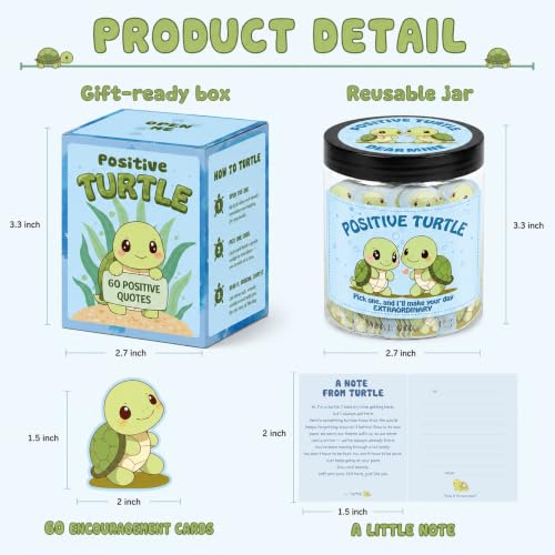 60 Positive Turtle Cards Jar
