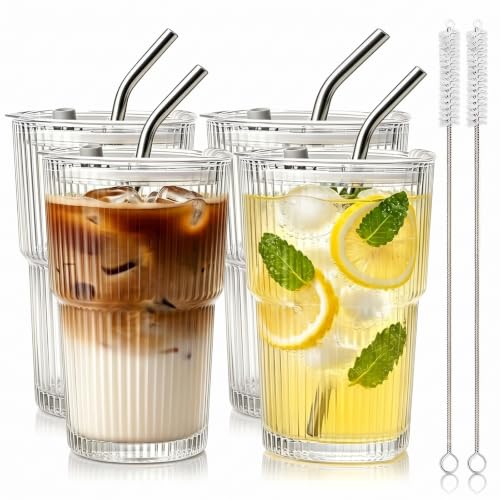 13oz Iced Coffee Cups with Lids and Straws