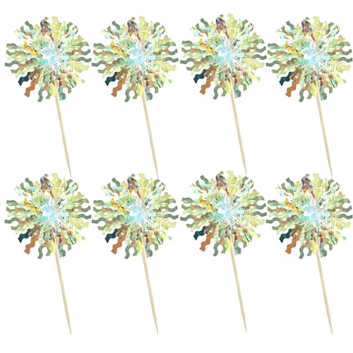 30Pcs Foil Firework Cupcake Toppers Sparkle Tinsel Cupcake Picks Firework Cake Decorations Cocktail Food Fruit Toothpicks for Baby Shower Graduation Party Supplies White (30 Count)