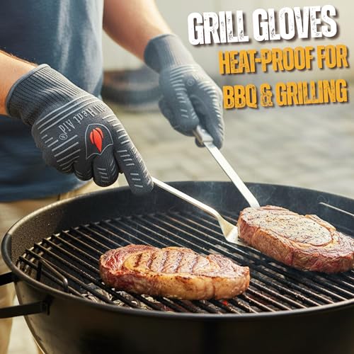 Grill Gloves Heat Proof for Men Grilling BBQ Heat Resistant Gloves (2 Count)