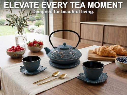 Blue Butterfly Cast Iron Tea Set