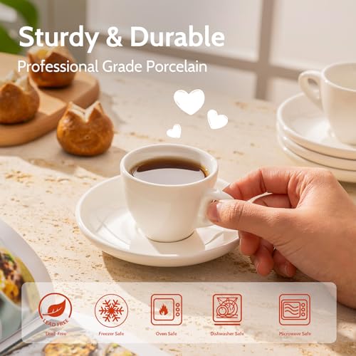 2 Ounce Espresso Cups with Saucers (6 Count)